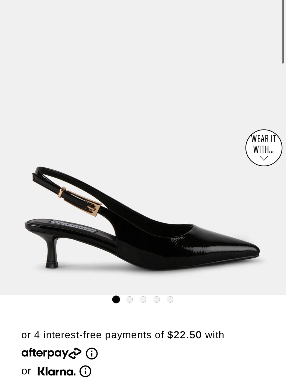 Steve Madden Delaney Black Patent Slingback Kitten Heel Pumps